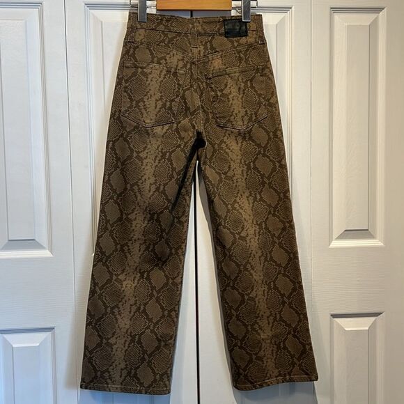 Adriano Goldschmied “Etta” Snake Print High Rise Wide Leg in Sepia Brown Size 25 - Picture 6 of 13